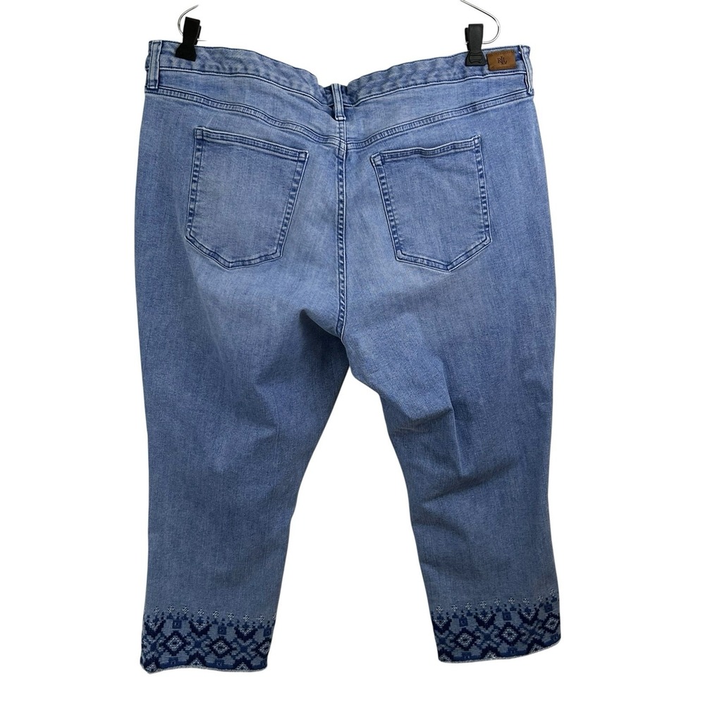 LAUREN RALPH LAUREN Embroidered Crop JEANS 22W Stretch Denim Boho 40 X 23 Stitch - Picture 5 of 16